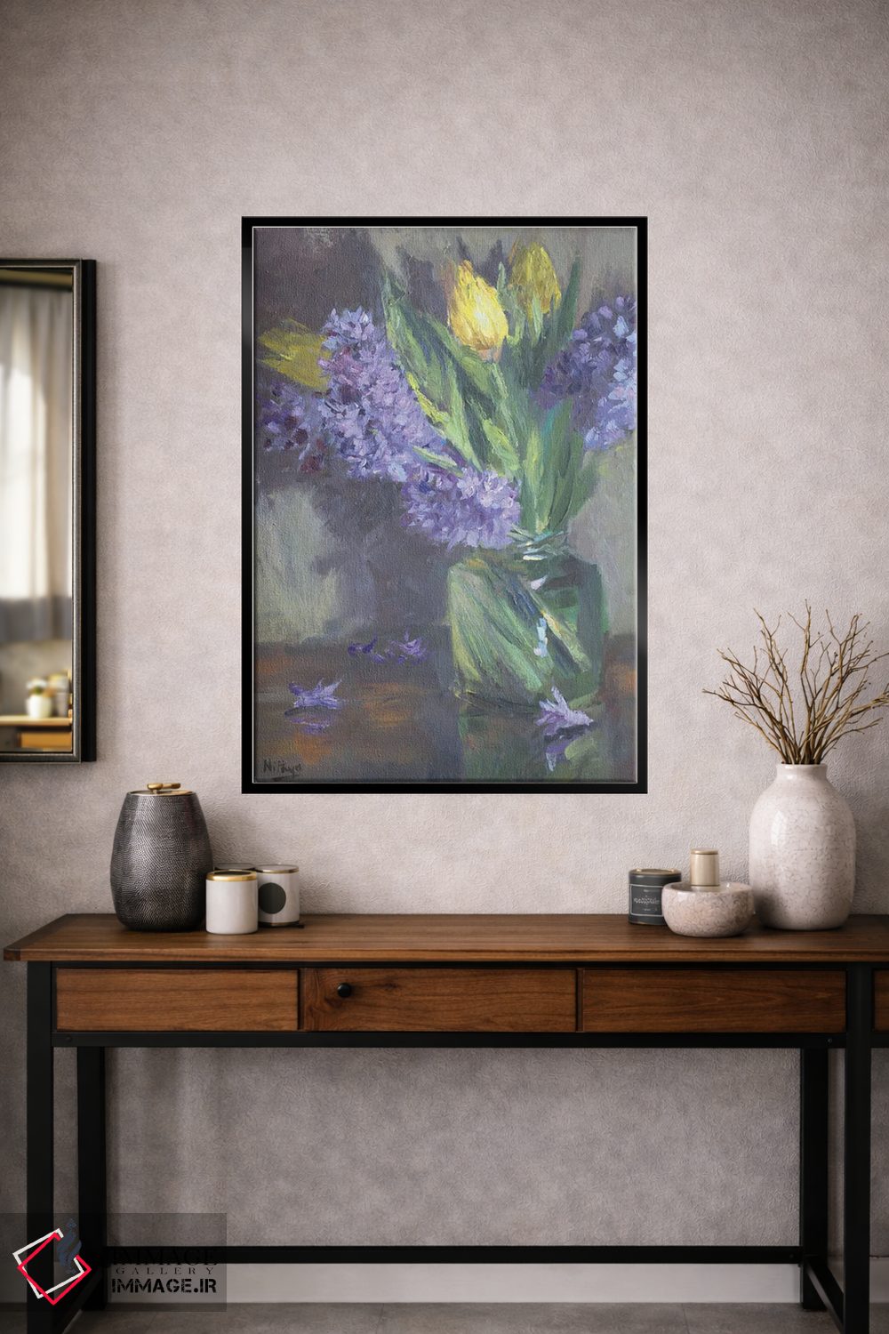 تابلو دکوراتیو لاله ها و سنبل ها اثر نیتیا سوامیناتان - D2B