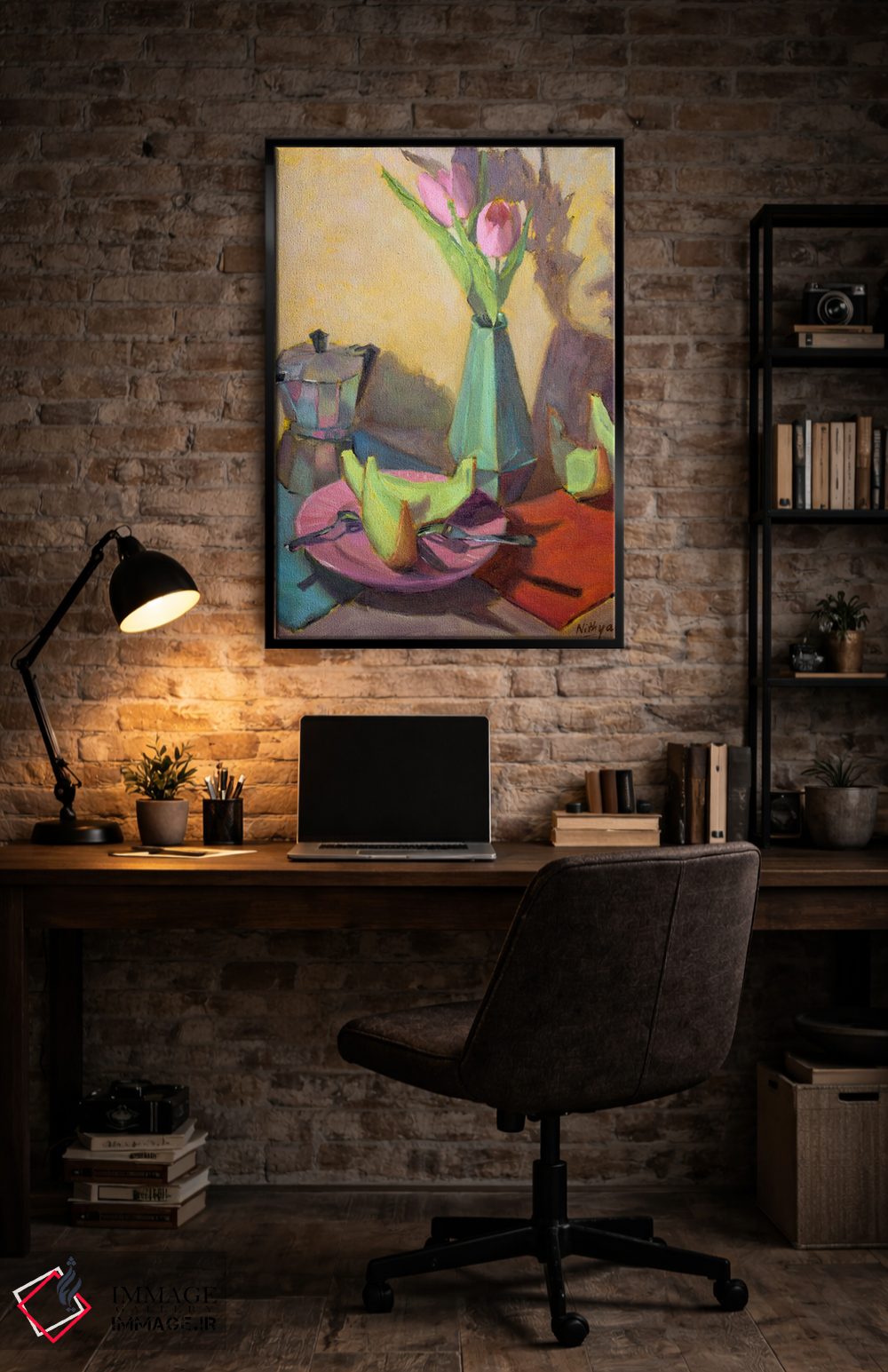 تابلو دکوراتیو برش های طالبی و گل لاله اثر نیتیا سوامیناتان - D6B