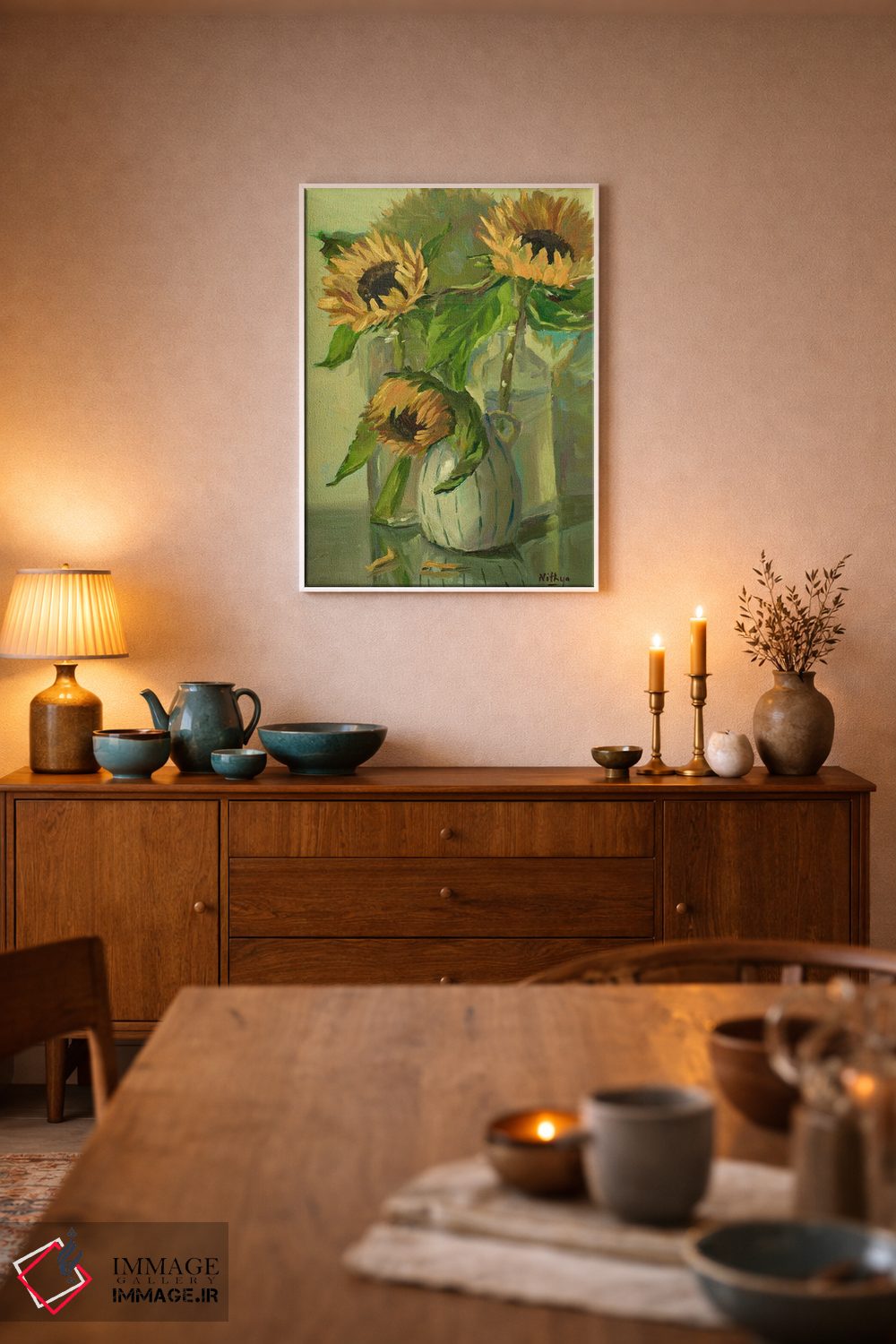 تابلو دکوراتیو سه آفتابگردان اثر نیتیا سوامیناتان - D5W