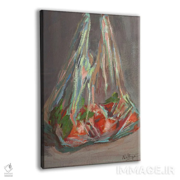 تابلو دکوراتیو پرتقال ها در کیسه اثر نیتیا سوامیناتان - نمای پرسپکتیو محصول