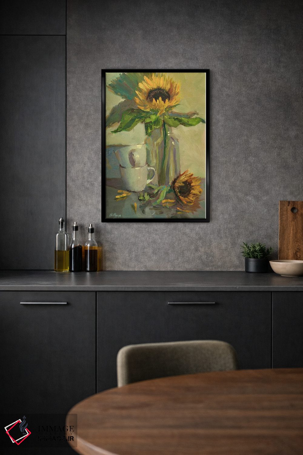 تابلو دکوراتیو آفتابگردان در بطری اثر نیتیا سوامیناتان - D1B