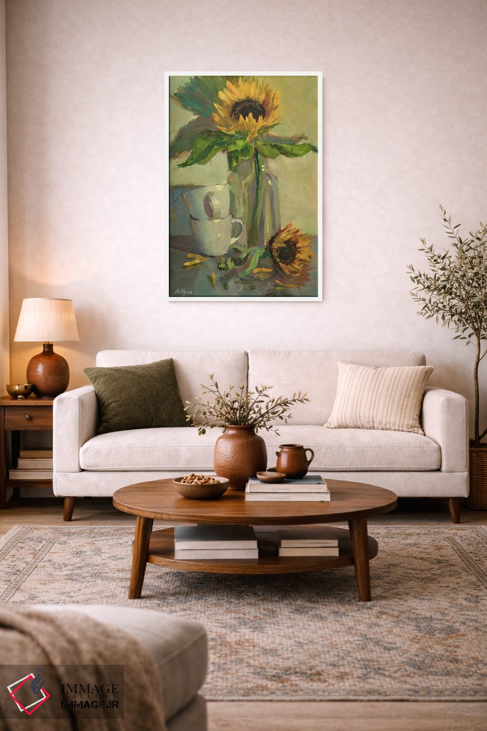 تابلو دکوراتیو آفتابگردان در بطری اثر نیتیا سوامیناتان - D2W