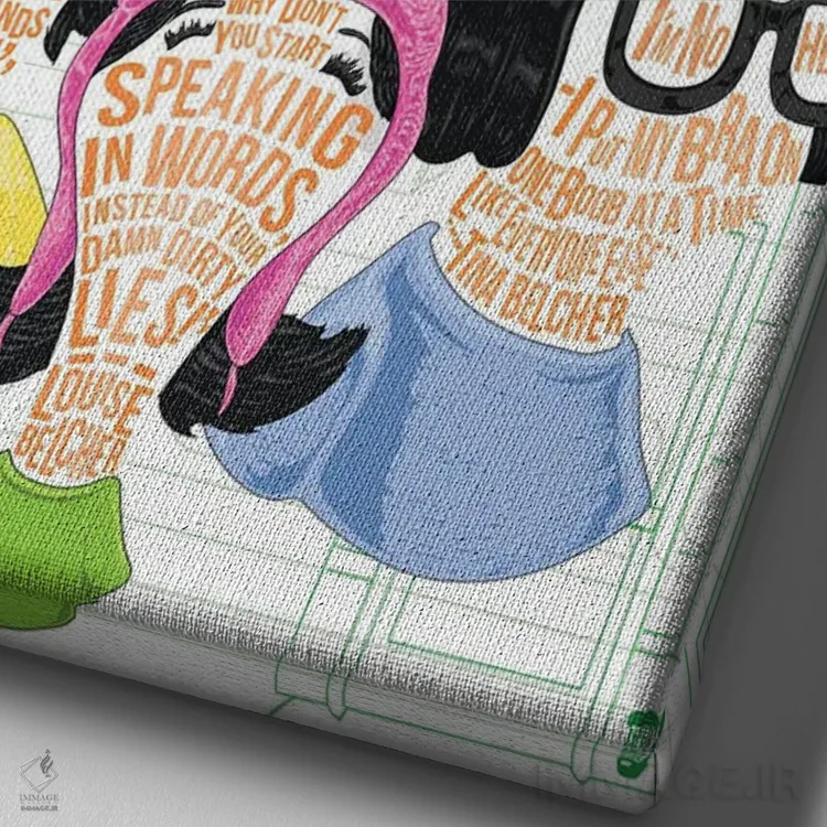 تابلو دکوراتیو تمام خانواده اثر نیت جونز دیزاین - نمای نزدیک بافت بوم