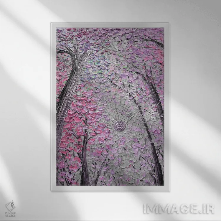 تابلو دکوراتیو تکامل رنگارنگ اثر ندا خطیب - نمای قابدار سفید