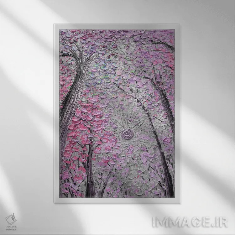 تابلو دکوراتیو تکامل رنگارنگ اثر ندا خطیب - نمای قابدار سفید