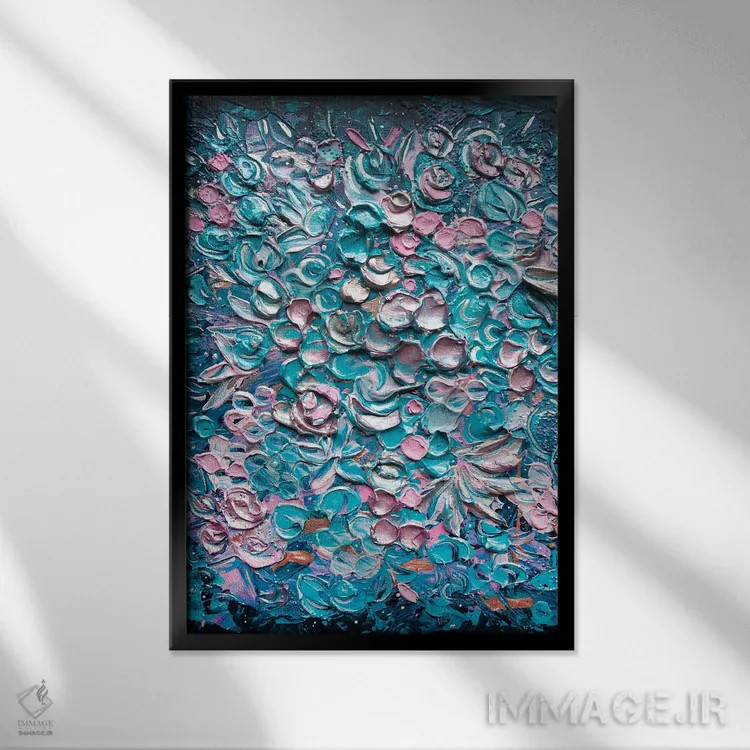 تابلو انتزاعی شادمانی اثر ندا خطیب - نمای قابدار مشکی