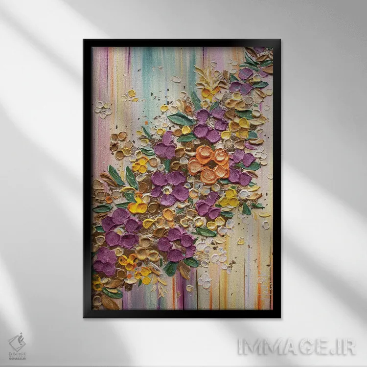 تابلو انتزاعی فصل های زندگی اثر ندا خطیب - نمای قابدار مشکی