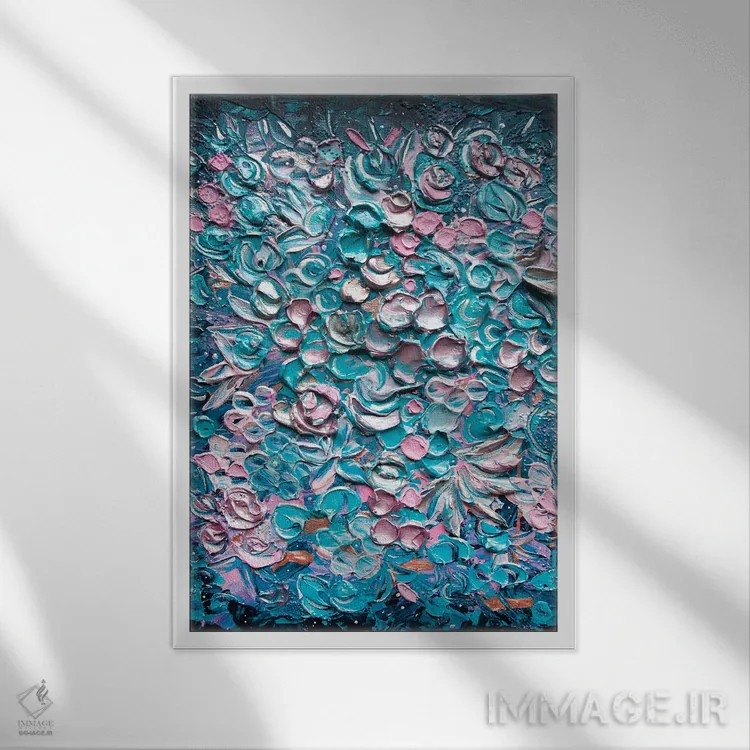 تابلو انتزاعی شادمانی اثر ندا خطیب - نمای قابدار سفید