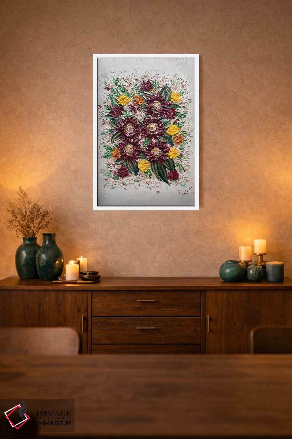 تابلو دکوراتیو گل های پاییزی روز شکرگزاری اثر ندا خطیب - D1W