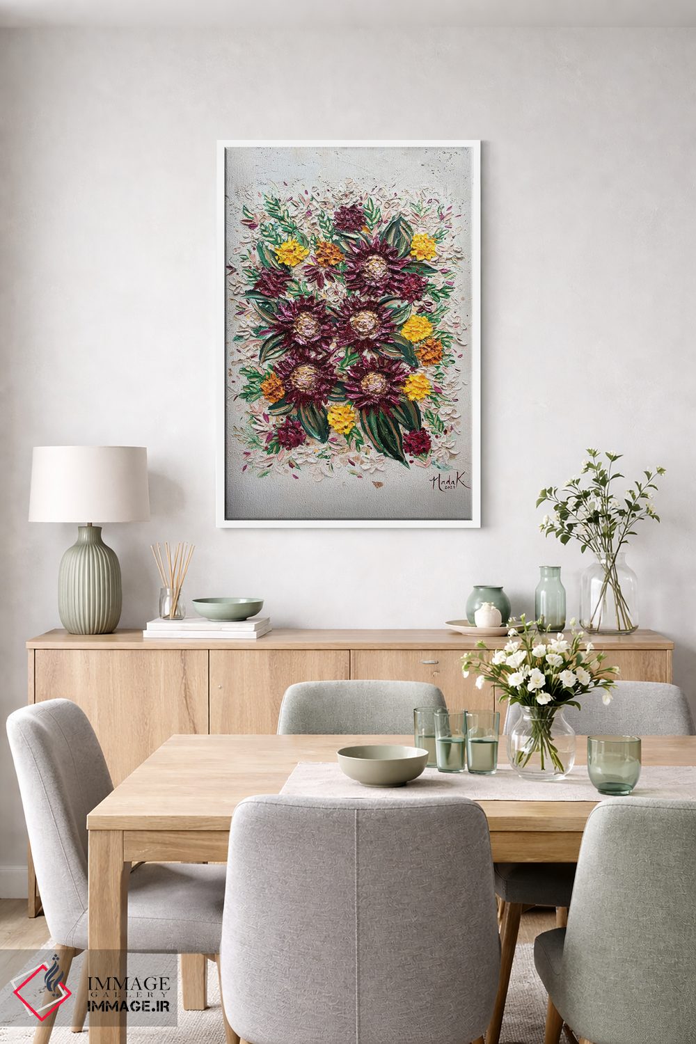 تابلو دکوراتیو گل های پاییزی روز شکرگزاری اثر ندا خطیب - D6W