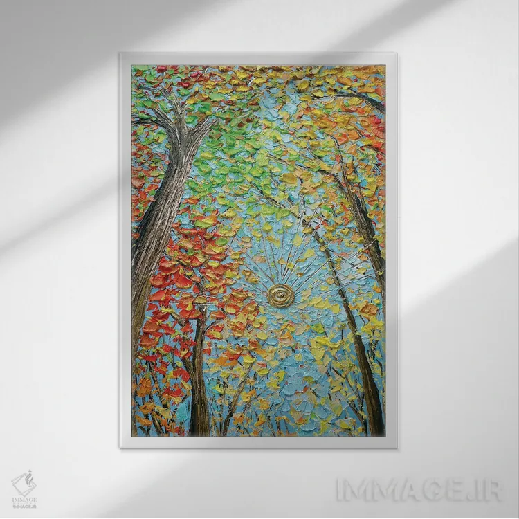 تابلو دکوراتیو یک تحول رنگارنگ اثر ندا خطیب - نمای قابدار سفید