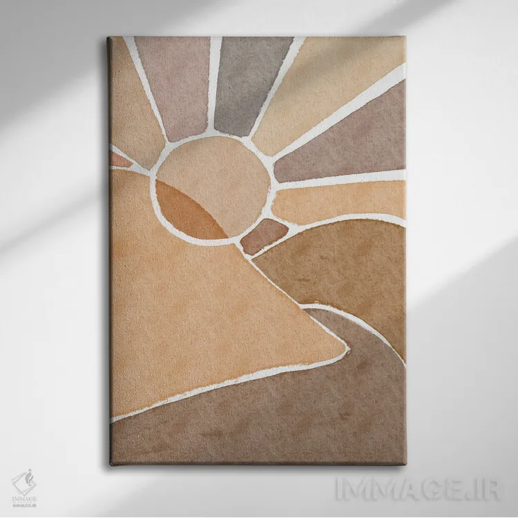 تابلو مینیمال منظره طلوع آفتاب اثر نیکی - نمای روبهرو روی دیوار