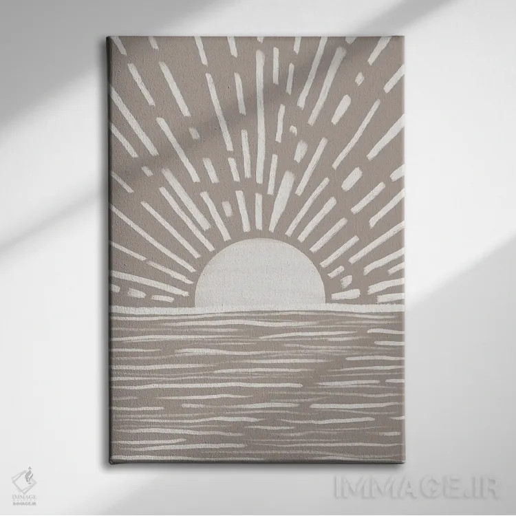 تابلو مینیمال طلوع خاکستری اثر نیکی - نمای روبهرو روی دیوار