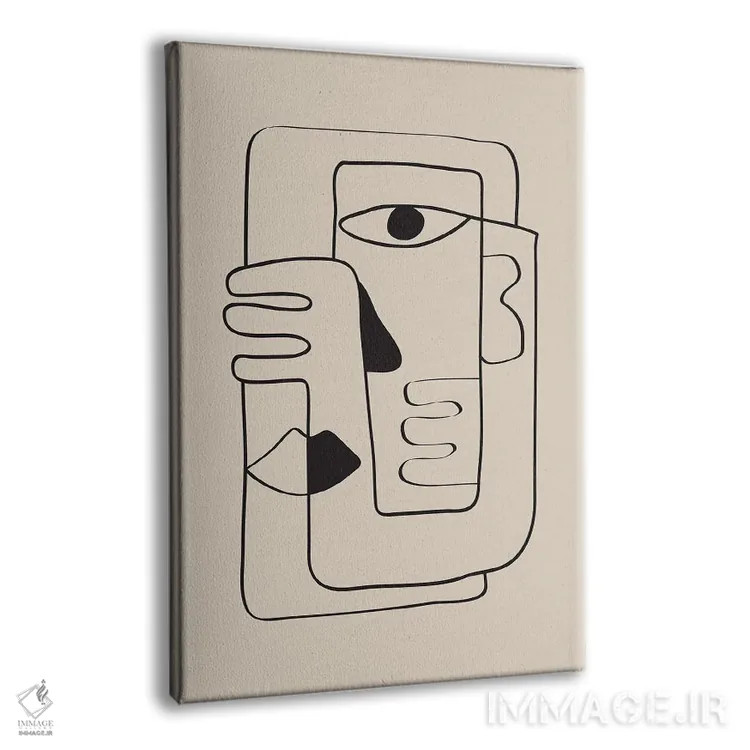 تابلو مینیمال خط چهره انتزاعی اثر نیکی - نمای پرسپکتیو محصول