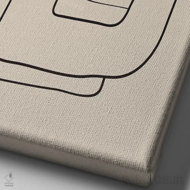 تابلو مینیمال خط چهره انتزاعی اثر نیکی - نمای نزدیک بافت بوم