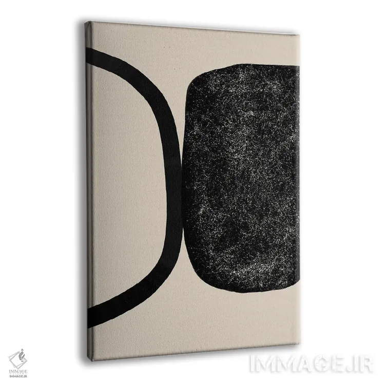 تابلو مینیمال هنر هندسی بژ و مشکی اثر نیکی - نمای پرسپکتیو محصول