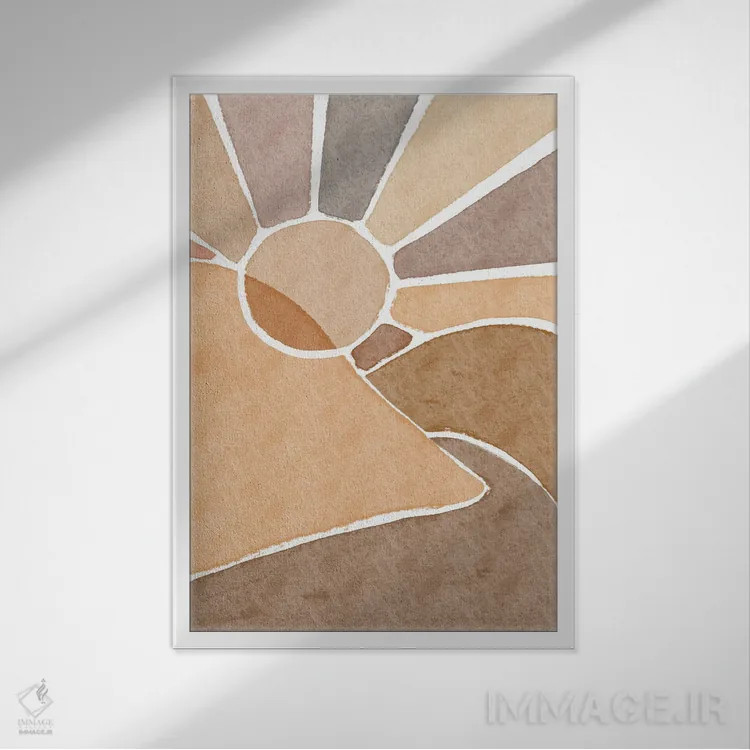 تابلو مینیمال منظره طلوع آفتاب اثر نیکی - نمای قابدار سفید