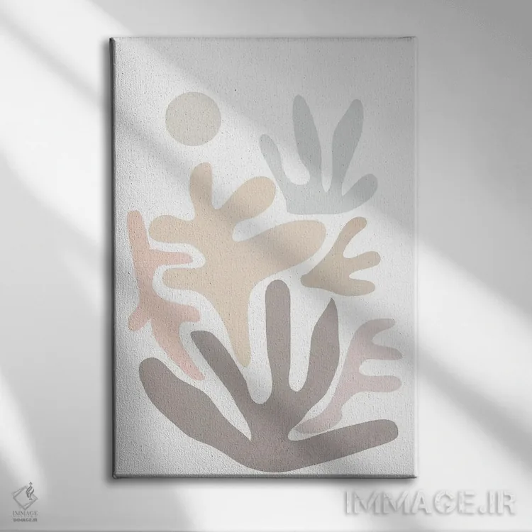 تابلو مینیمال مرجان انتزاعی اثر نیکی - نمای روبهرو روی دیوار