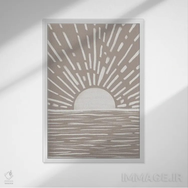 تابلو مینیمال طلوع خاکستری اثر نیکی - نمای قابدار سفید