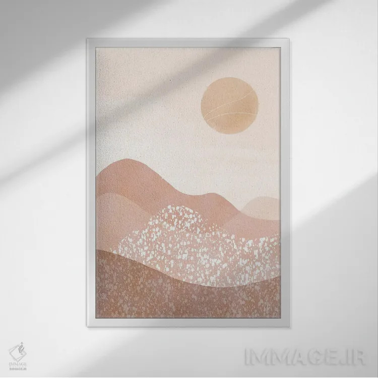 تابلو مینیمال منظره پاستلی صورتی اثر نیکی - نمای قابدار سفید