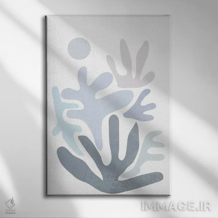 تابلو مینیمال صخره مرجانی پاستلی اثر نیکی - نمای روبهرو روی دیوار