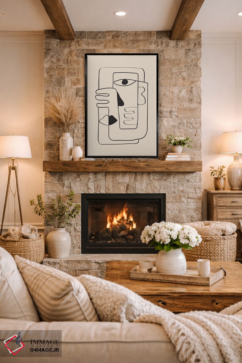 تابلو مینیمال خط چهره انتزاعی اثر نیکی - D1B