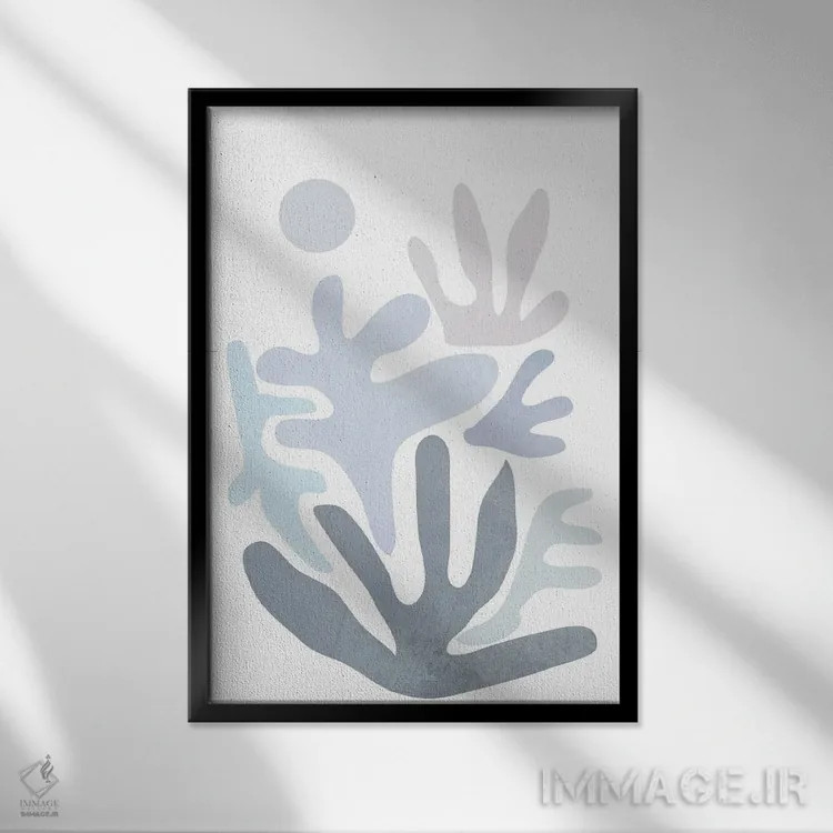 تابلو مینیمال صخره مرجانی پاستلی اثر نیکی - نمای قابدار مشکی