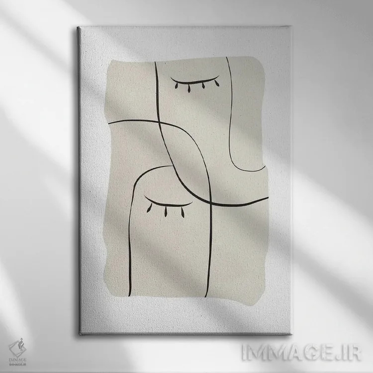 تابلو مینیمال خط دو چهره اثر نیکی - نمای روبهرو روی دیوار