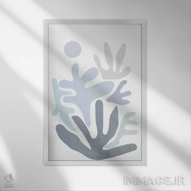 تابلو مینیمال صخره مرجانی پاستلی اثر نیکی - نمای قابدار سفید