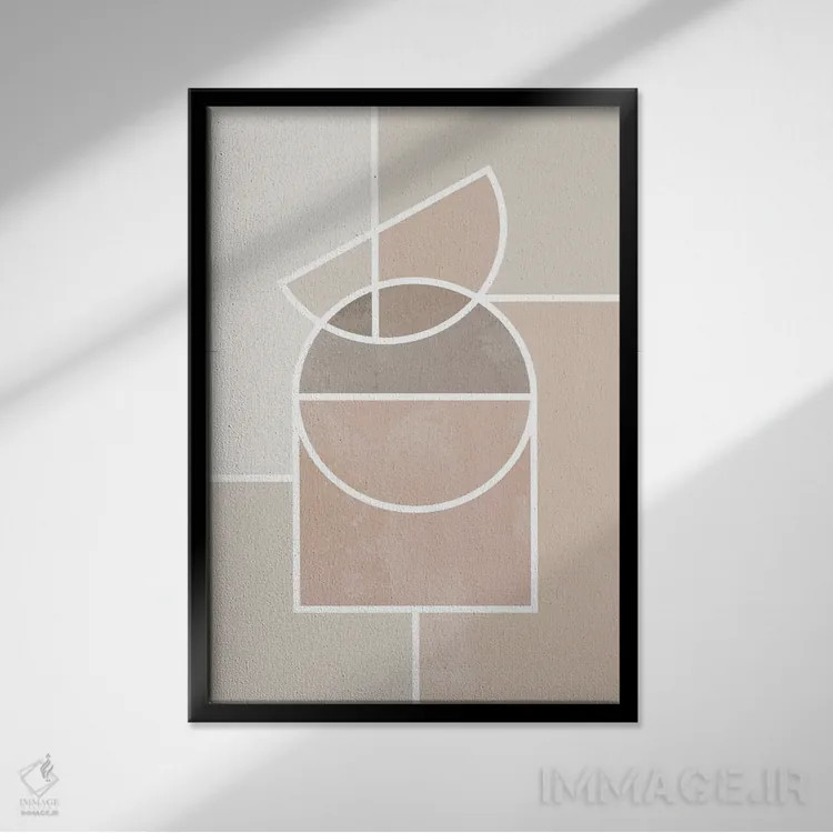 تابلو مینیمال هندسی نیمه قرن اثر نیکی - نمای قابدار مشکی
