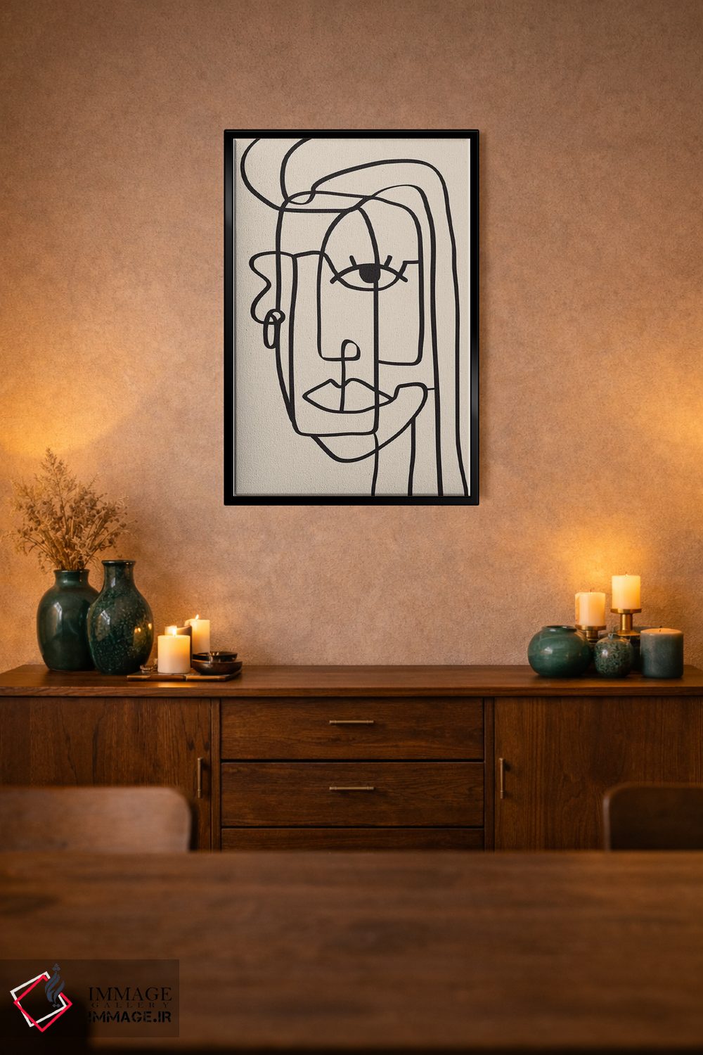 تابلو مینیمال خط پرتره زنانه اثر نیکی - D2B