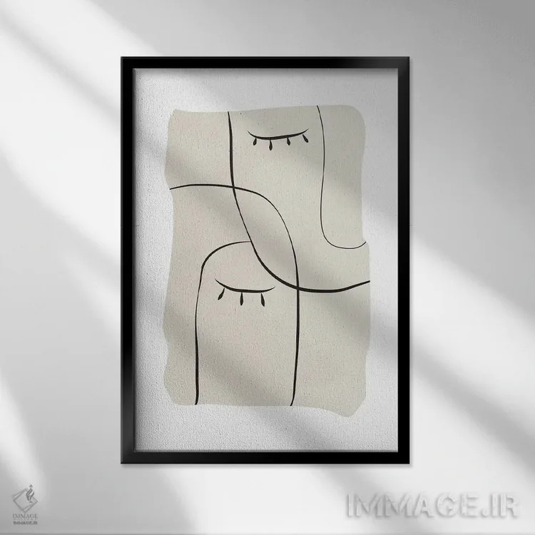 تابلو مینیمال خط دو چهره اثر نیکی - نمای قابدار مشکی