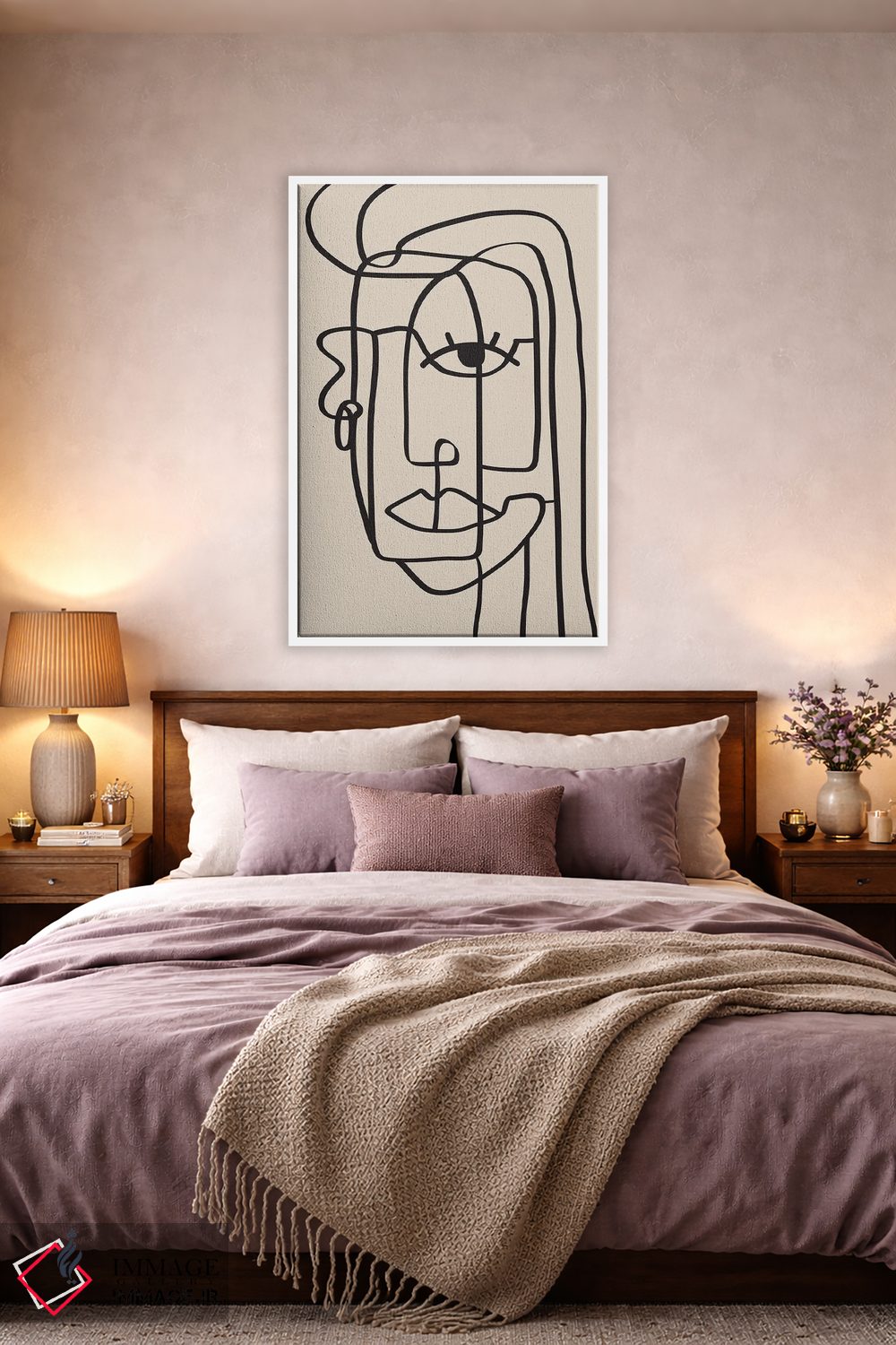 تابلو مینیمال خط پرتره زنانه اثر نیکی - D3W