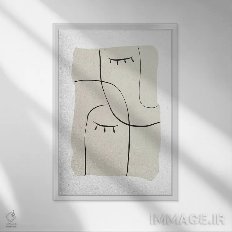 تابلو مینیمال خط دو چهره اثر نیکی - نمای قابدار سفید