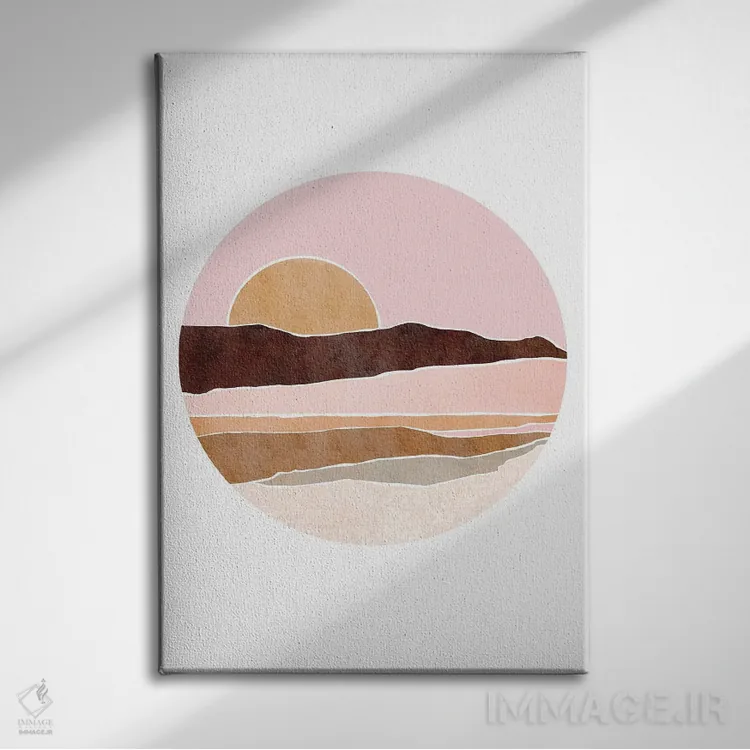 تابلو مینیمال طلوع آفتاب اثر نیکی - نمای روبهرو روی دیوار