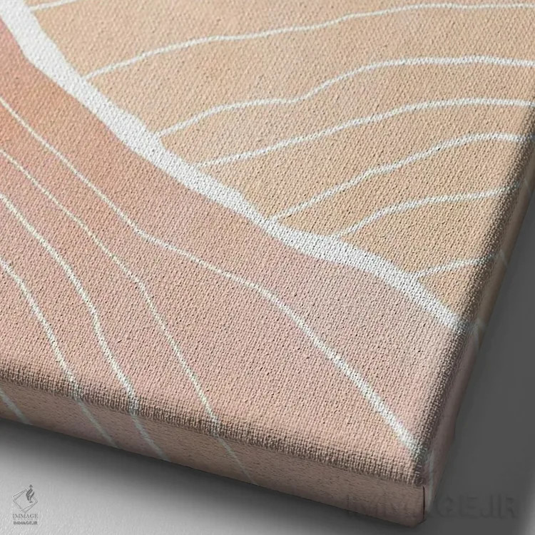 تابلو مینیمال طلوع آفتاب کوهستان اثر نیکی - نمای نزدیک بافت بوم