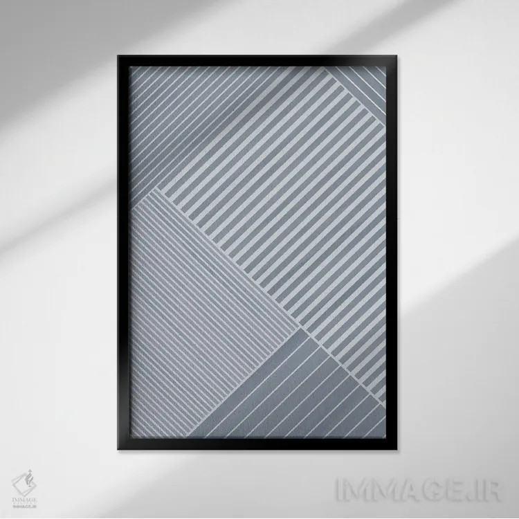 تابلو مینیمال خط آبی اثر نیکی - نمای قابدار مشکی
