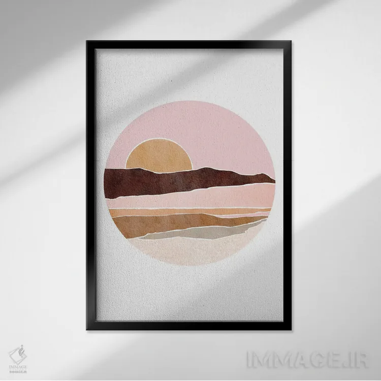 تابلو مینیمال طلوع آفتاب اثر نیکی - نمای قابدار مشکی