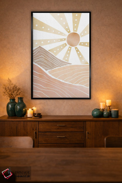 تابلو مینیمال طلوع آفتاب کوهستان اثر نیکی - D1B