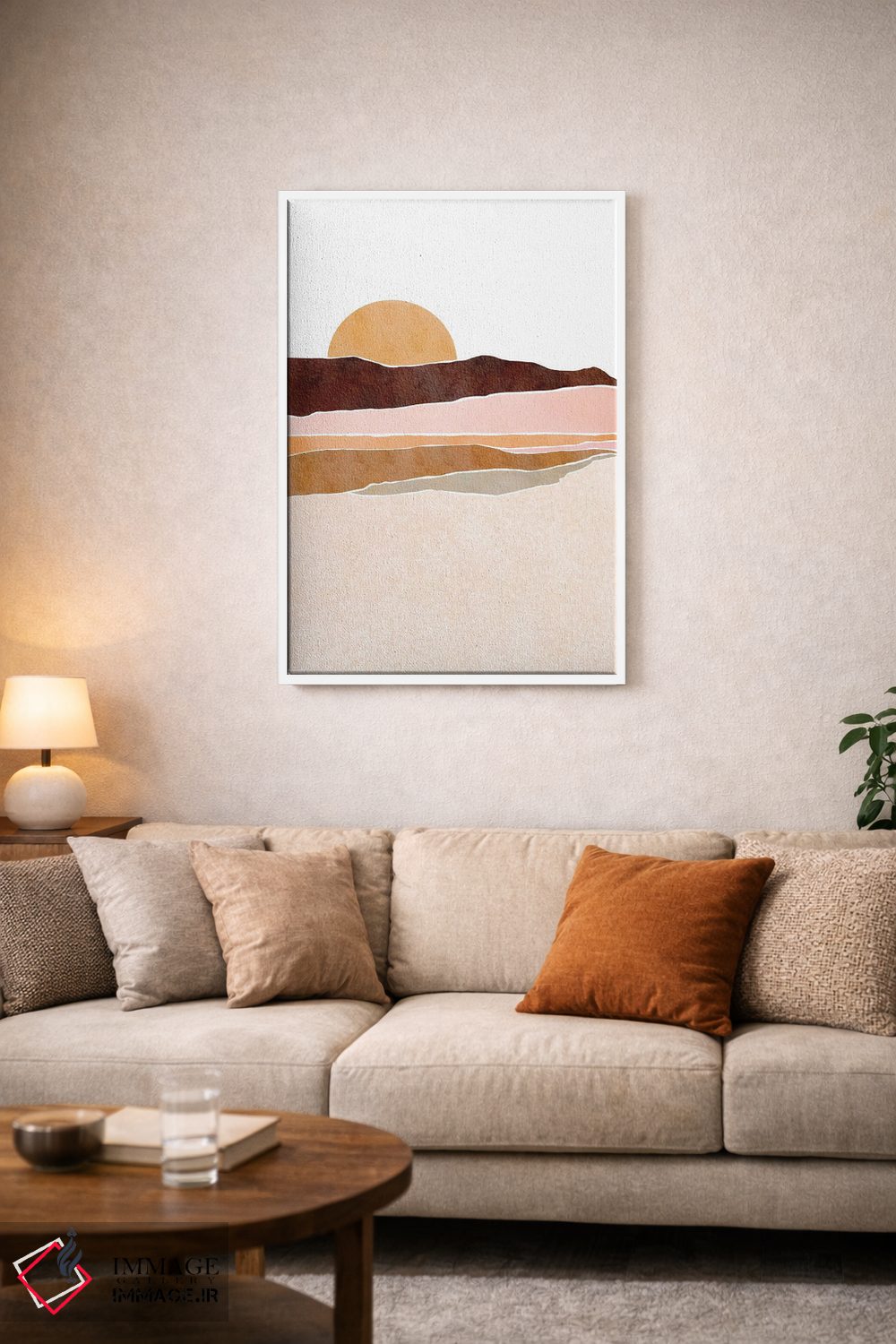 تابلو مینیمال طلوع آفتاب دریاچه اثر نیکی - D2W