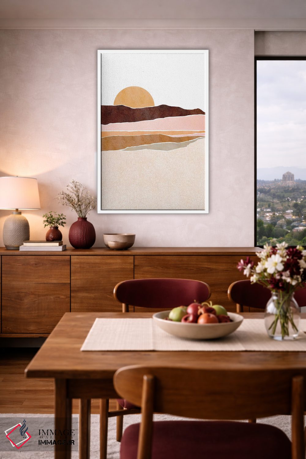 تابلو مینیمال طلوع آفتاب دریاچه اثر نیکی - D3W