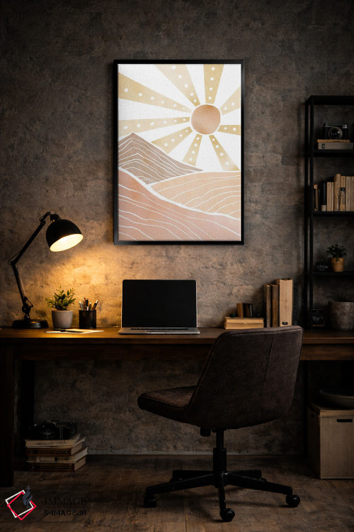 تابلو مینیمال طلوع آفتاب کوهستان اثر نیکی - D6B