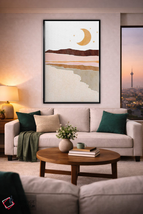 تابلو مینیمال منظره هلال ماه اثر نیکی - D2B
