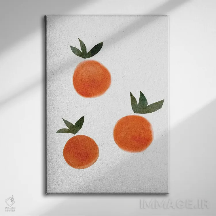 تابلو مینیمال پرتقال اثر نیکی - نمای روبهرو روی دیوار