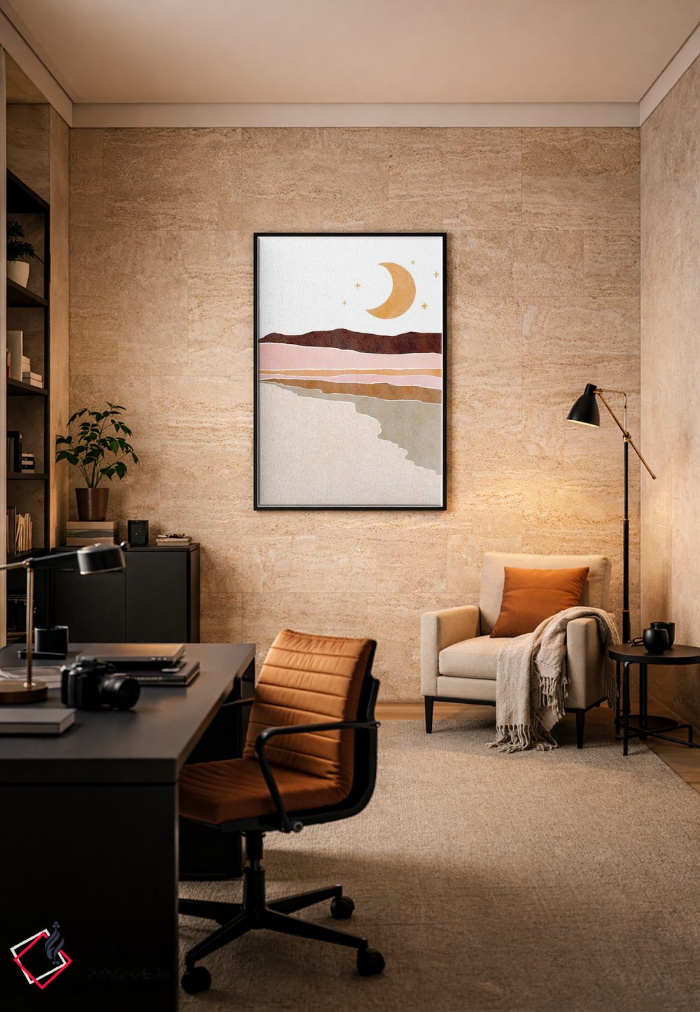 تابلو مینیمال منظره هلال ماه اثر نیکی - D6B