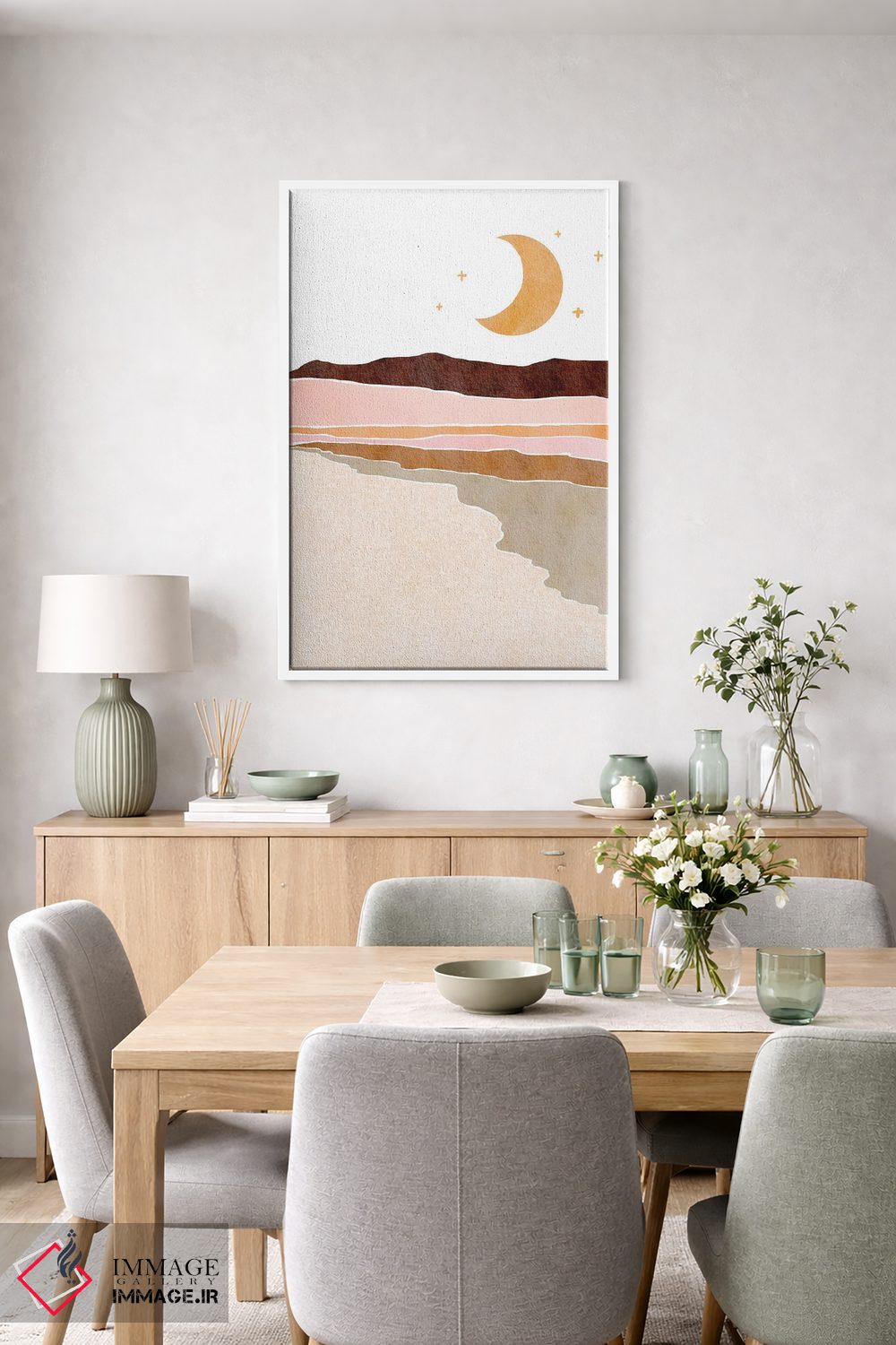تابلو مینیمال منظره هلال ماه اثر نیکی - D5W