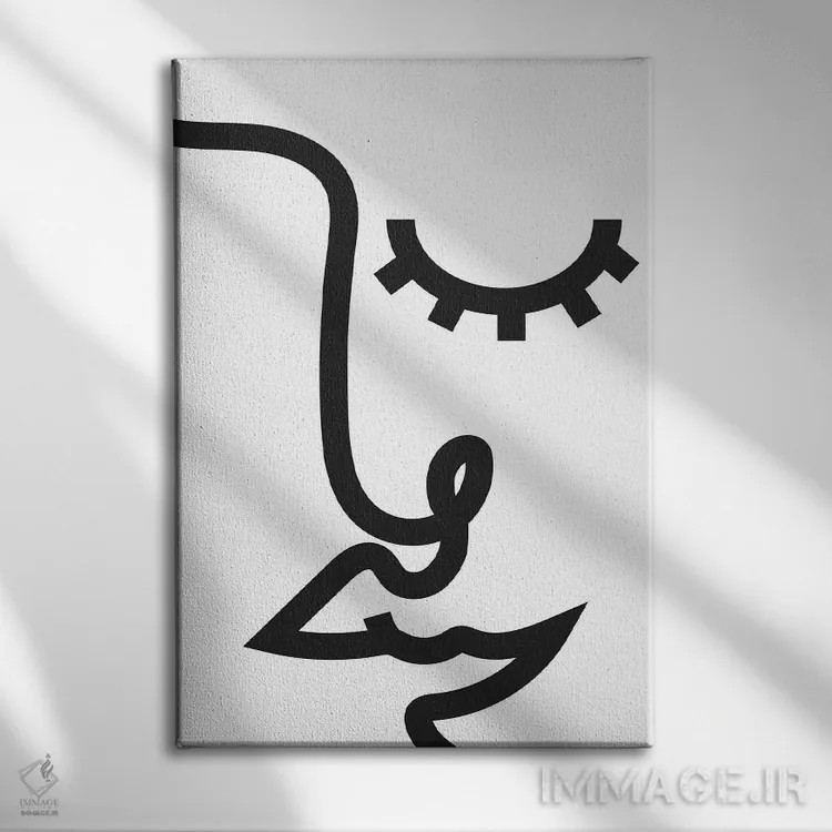 تابلو مینیمال خط زنانه انتزاعی اثر نیکی - نمای روبهرو روی دیوار