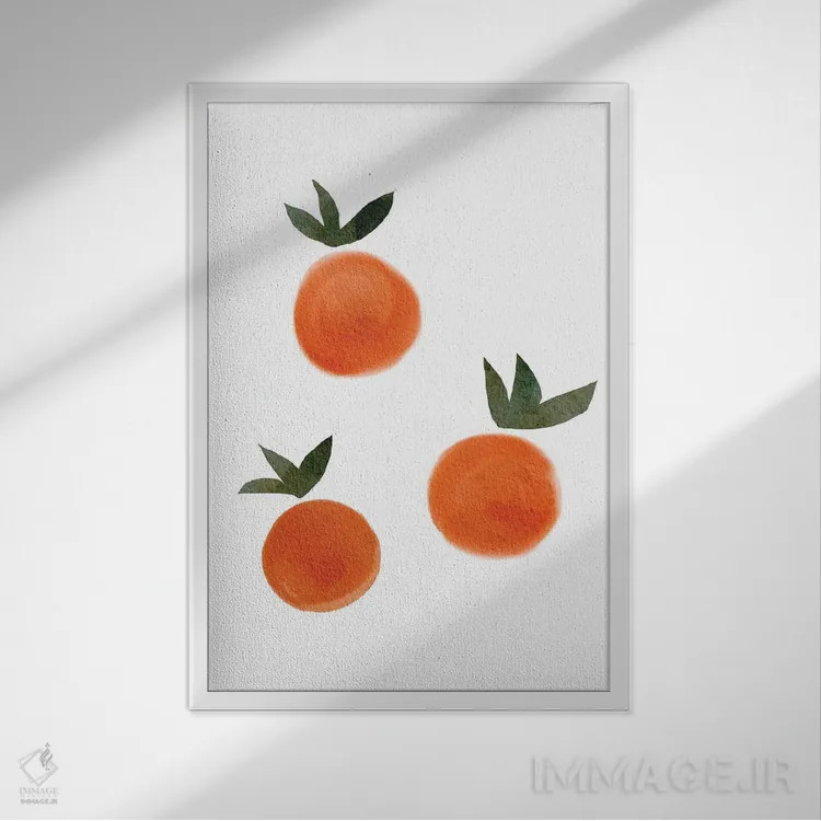 تابلو مینیمال پرتقال اثر نیکی - نمای قابدار سفید