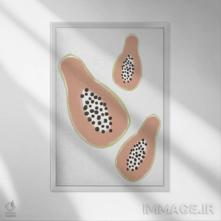 تابلو مینیمال پاپایا اثر نیکی - نمای قابدار سفید