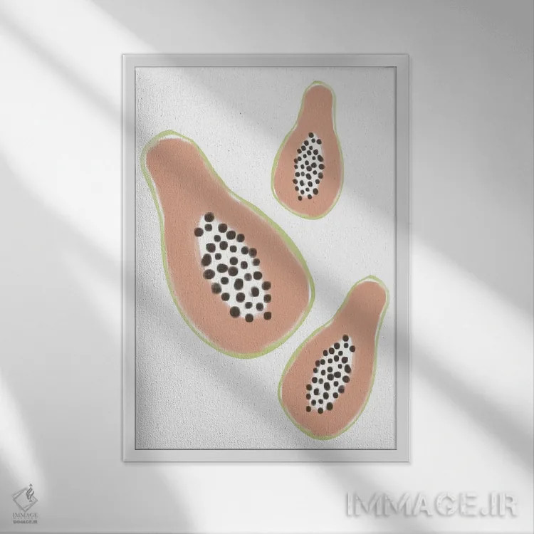 تابلو مینیمال پاپایا اثر نیکی - نمای قابدار سفید